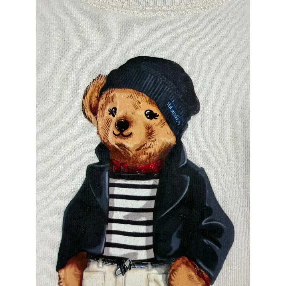 Polo Ralph Lauren Polo Bear Graphic Fleece Sweatshirt Cream Size 8-10 Kids